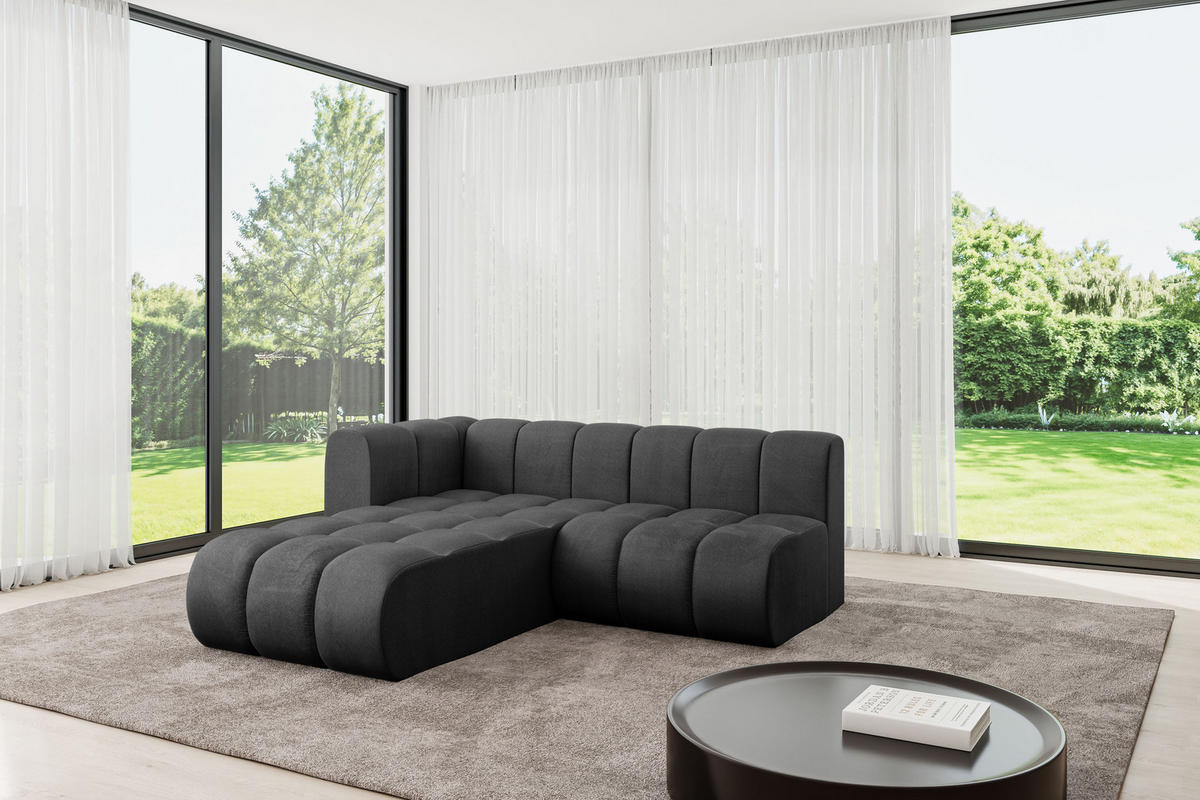 ECKSOFA modulares Sofa Darnel-L1 - 205x177x70 cm Schwarz - Schwarz, Holzwerkstoff/Textil (205/177cm) - ALTDECOR