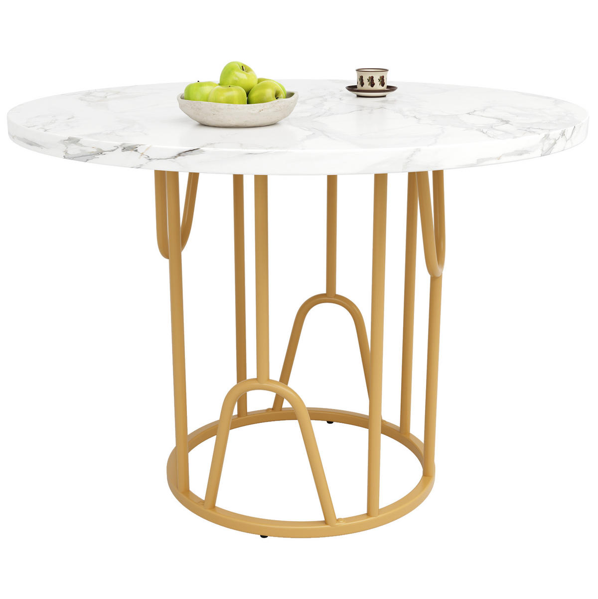 ESSTISCH, MDF-Tischplatte in Marmoroptik & Metallgestell, 80/80/76 cm, Gold - Goldfarben, Holzwerkstoff (80/80/76cm) - Redom