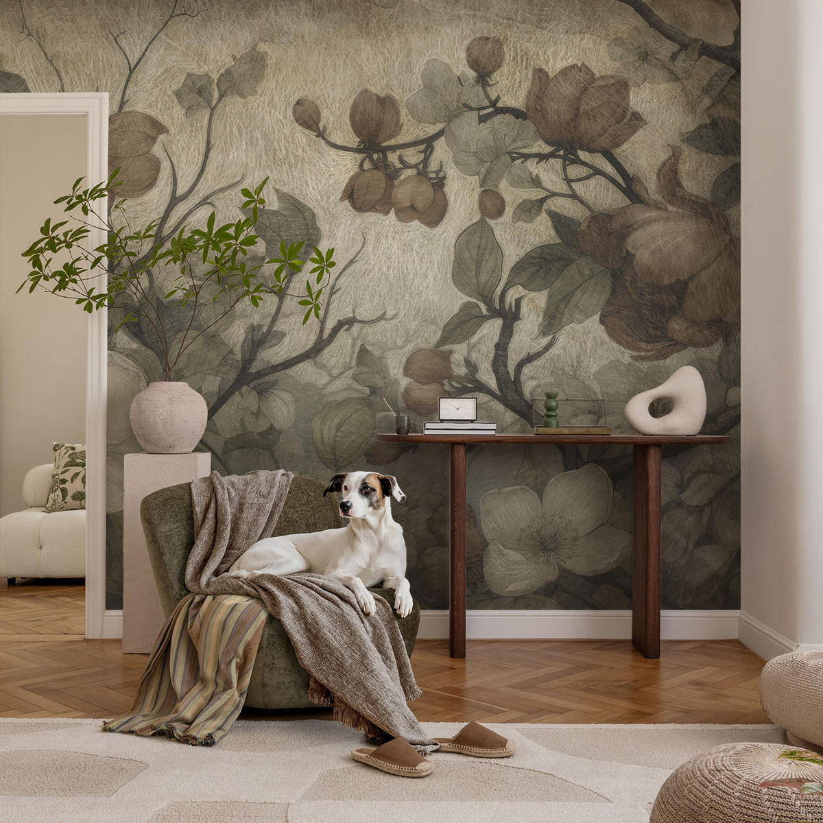 FOTOTAPETE 104x70 cm - Blumenschönheit - Weiß, Textil (104/70cm) - Wallfluent