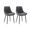 STUHL 2er-Set - Samt & Schwarzes Metall - Anthrazit - MASURIE - Anthrazit, Textil (56/85.5/49cm) - Vente-Unique