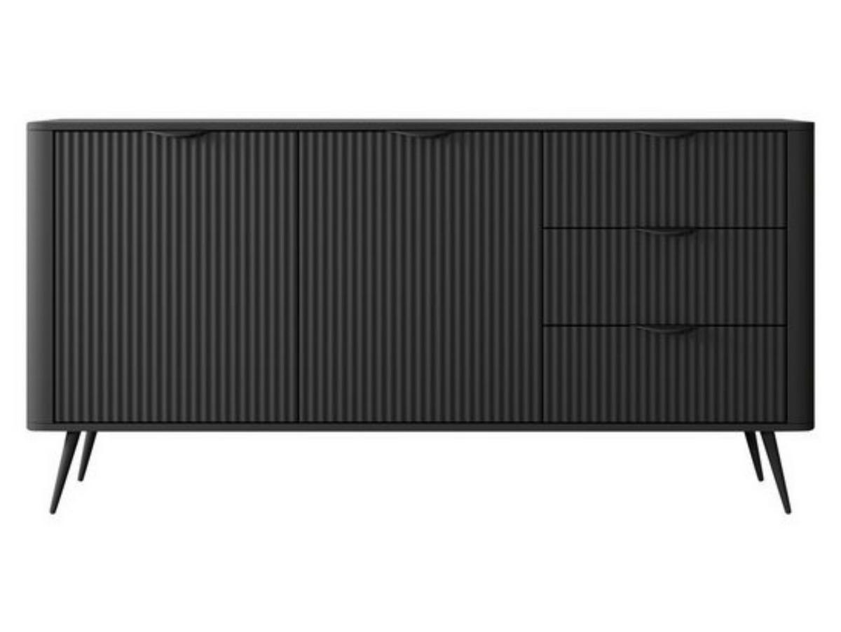 KOMMODE mit drei Schubladen BELLO Schwarz - Schwarz, Holzwerkstoff (163.2/81.2/38cm) - Compleo24