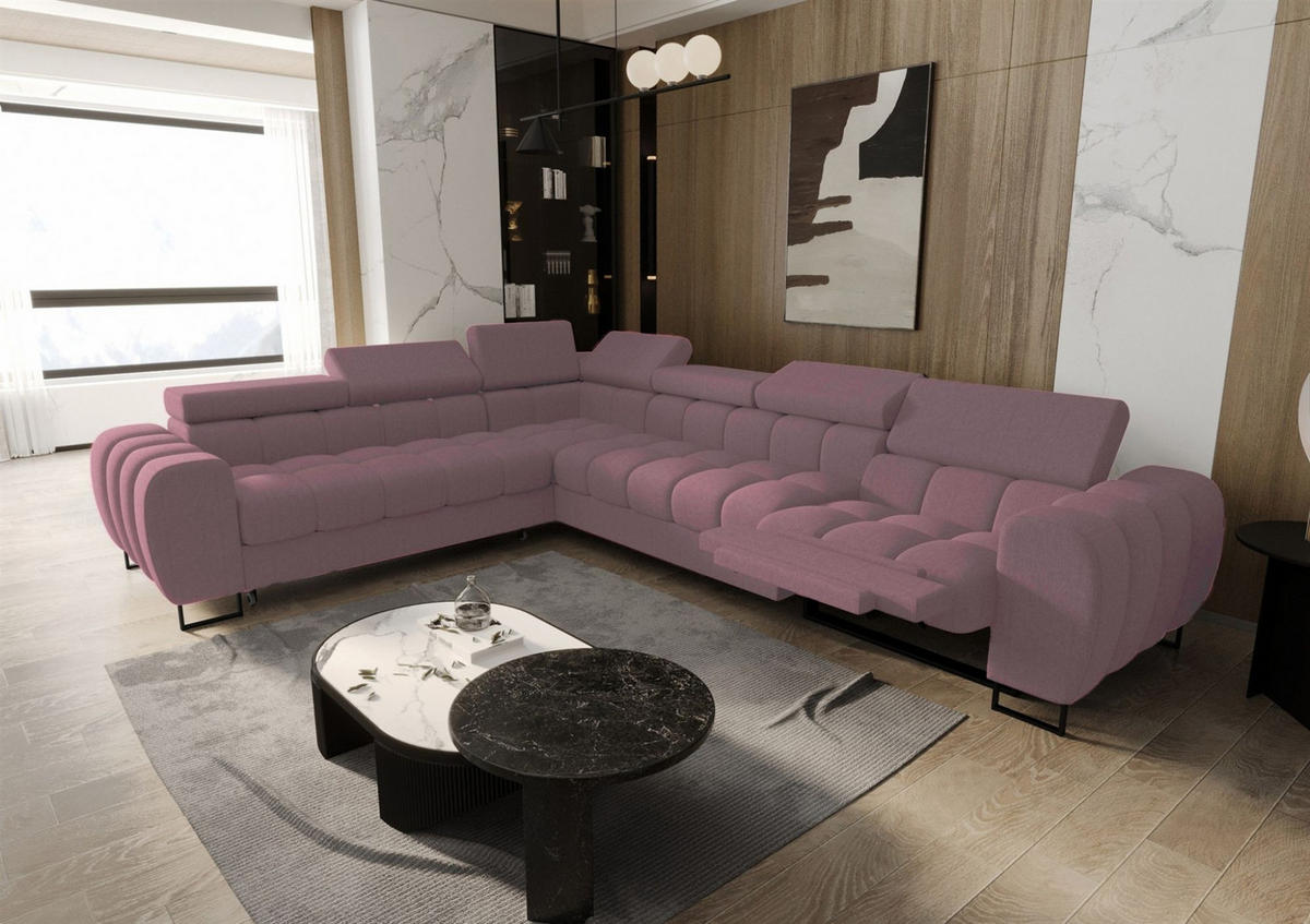 ECKSOFA Bastien Relax - Rosa, Holzwerkstoff/Textil (260/330cm) - Fun Möbel
