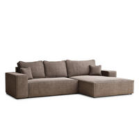 ECKSOFA MIT SCHLAFFUNKTION Modo Braun Chenille-Stoff - Rechts Seite - Schwarz/Braun, Holz/Holzwerkstoff (294/185cm) - Maison de Reve