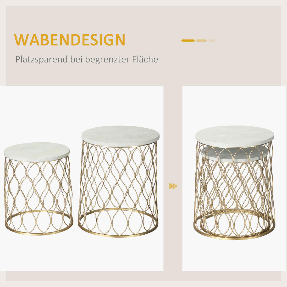 COUCHTISCH rund, Gartentisch, Gold, Steel - Goldfarben, Metall (41/41/46cm) - Outsunny