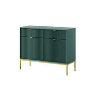KOMMODE NOVA, Geriffelte Front, 2-Türen, 2-Schubladen 104x39x83 cm, Labrador - Türkis/Goldfarben, Holzwerkstoff/Kunststoff (104/83/39cm) - DomoHome