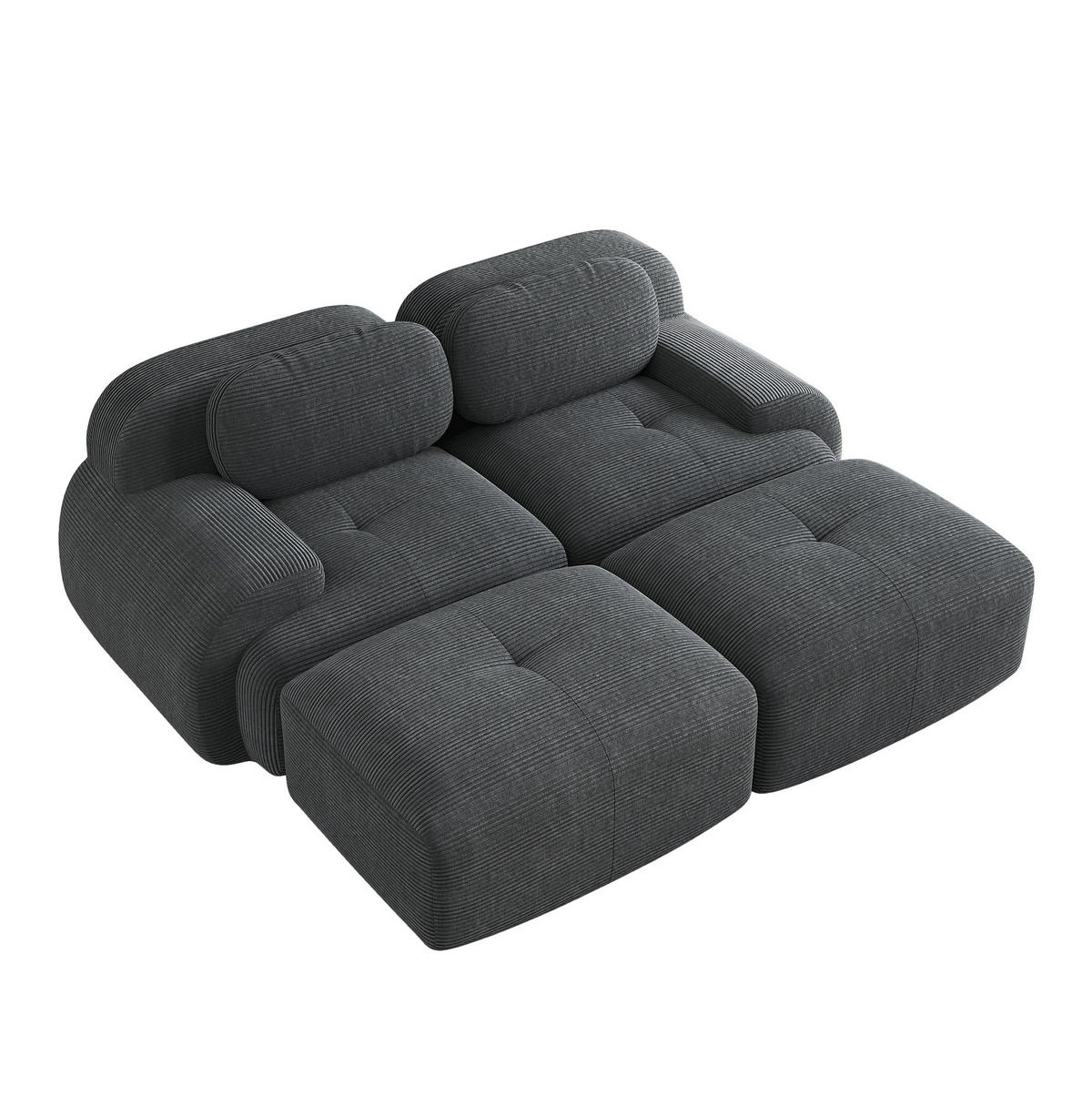 SOFA modular rahmenlos Cord Grey - Grau, Kunststoff (178/75/208cm) - Meubliv