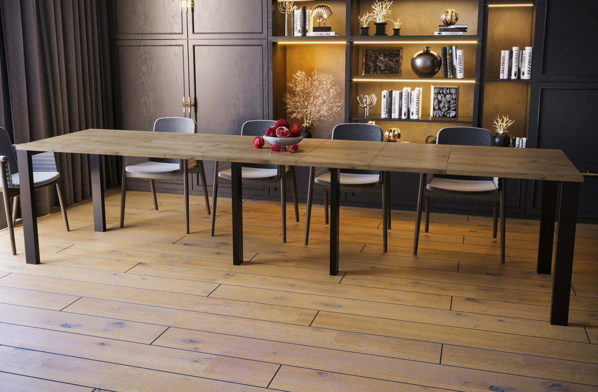 ESSTISCH Vast ausziehbar bis 330 cm - Eiche Bianco, Holzwerkstoff (130/80/76cm) - Endo-Moebel
