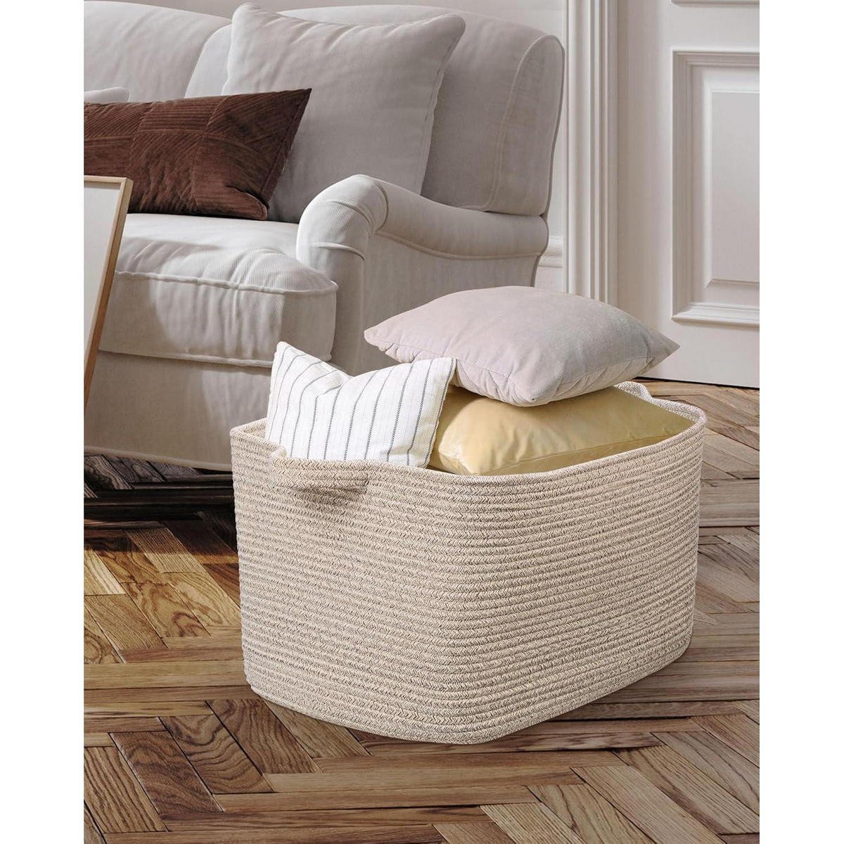 WÄSCHEKORB 2 Stück 63 L Baumwolle Braun - Braun, Textil (38/30/55cm)