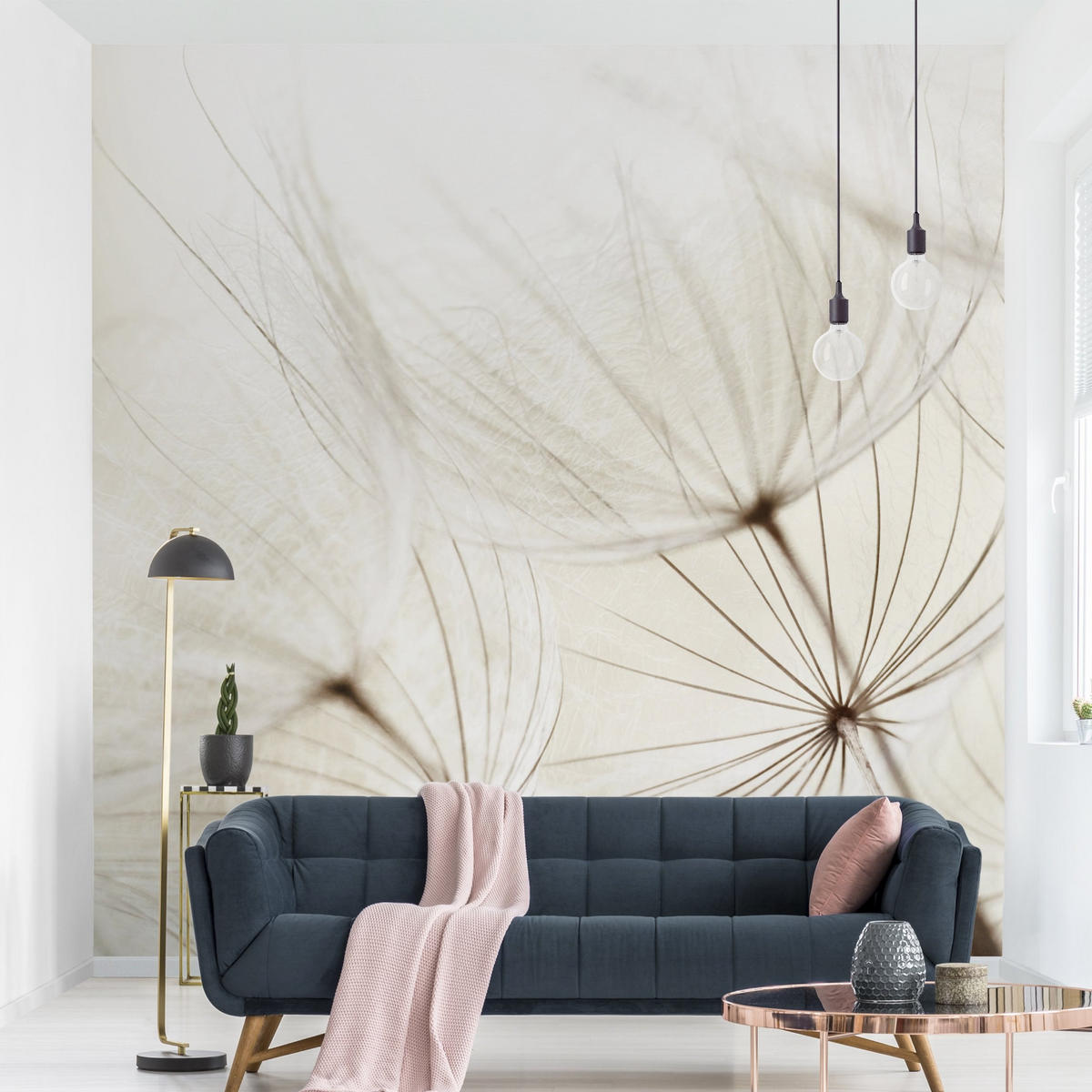 FOTOTAPETE Sanfte Gräser 240/240 cm - Weiß, Papier (240/240cm) - Bilderwelten