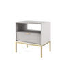 NACHTTISCH Nova Grau, Golden Beine, mit Schublade - Goldfarben/Grau, Holzwerkstoff/Metall (54/56/39cm) - Bettso