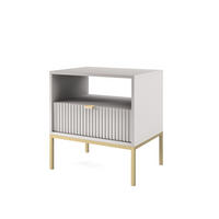 NACHTTISCH Nova Grau, Golden Beine, mit Schublade - Goldfarben/Grau, Holzwerkstoff/Metall (54/56/39cm) - Bettso