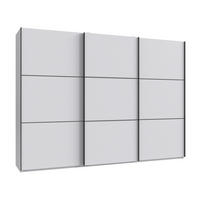 SCHWEBETÜRENSCHRANK 3-türig B300/H216/T65 cm inkl. Vollausstattung in Weiß / 22016 - Schwarz/Weiß, Holzwerkstoff/Metall (300/216/65cm) - luma-home