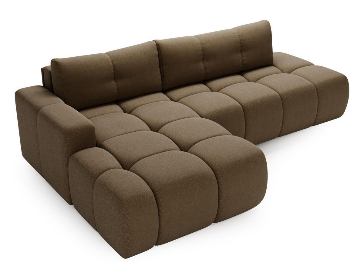 ECKSOFA Montero Bouclé-Stoff Braun Links - Braun, Holz/Textil (177/280cm) - Graingold