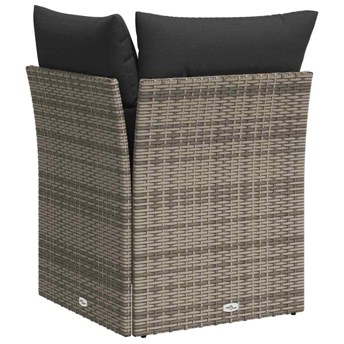GARTEN-ECKSOFA Mit Kissen Grau Poly Rattan - Grau, Kunststoff (62/69/62cm) - vidaXL