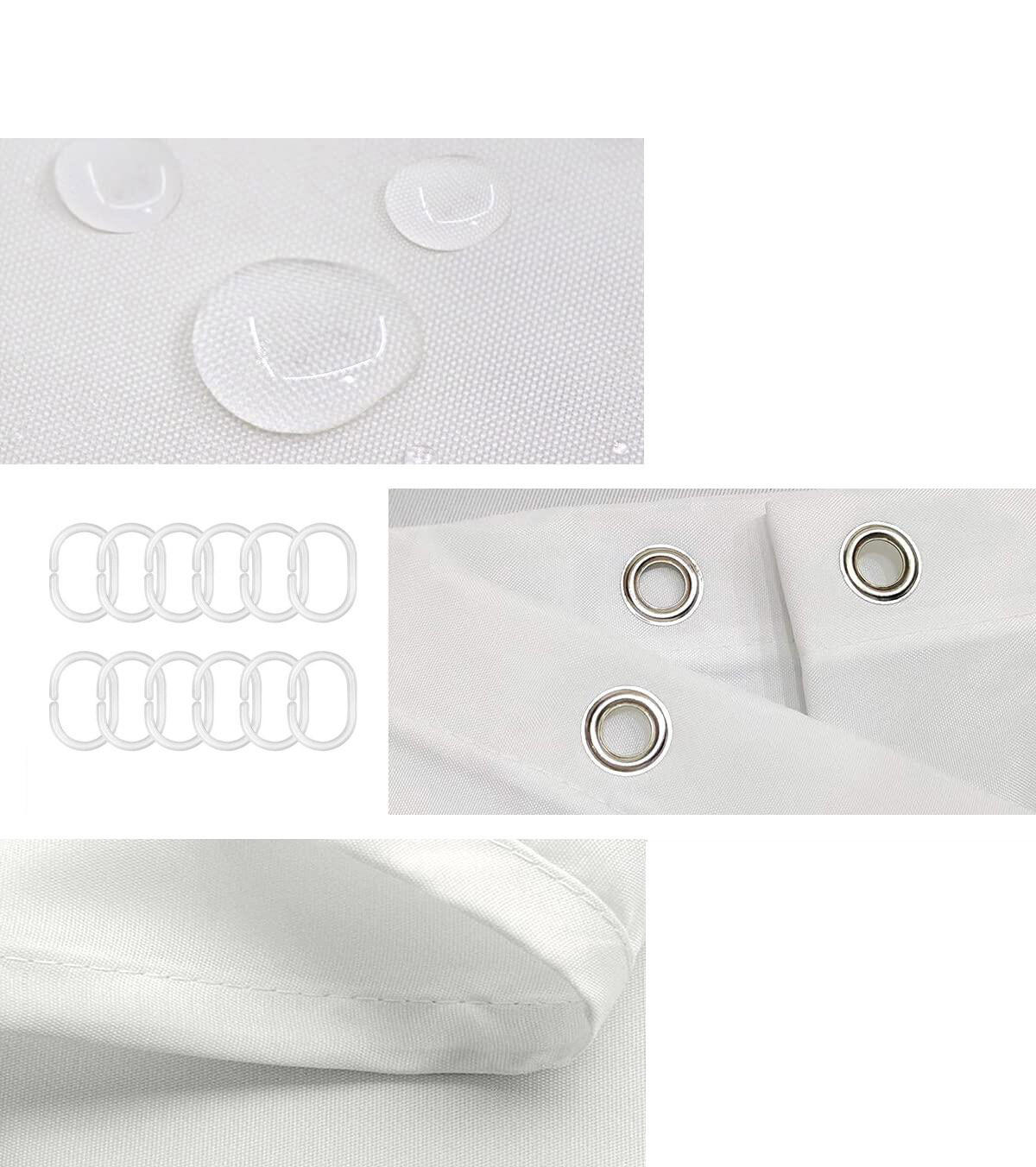 DUSCHVORHANG SET Grün Eukalyptus Blätter floral Dekoration 180 x 180 cm mit Haken Badezimmer - Weiß, Textil (180/180cm) - MCBOSON