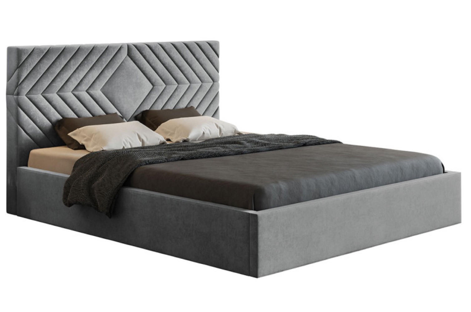 BETT Grau OLDO 2 Gepolstert Mit Bettkasten 180x200 cm - Schwarz/Grau, Textil (180/200cm) - Sepro Meble
