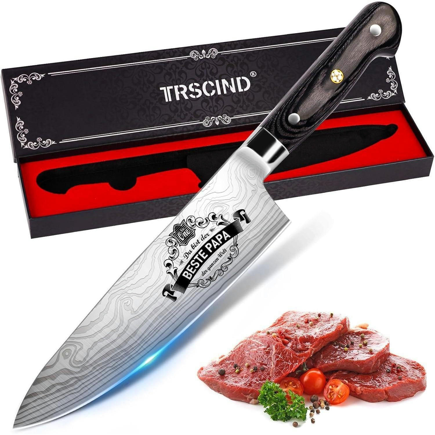 KOCHMESSER Edelstahl mit Lasermuster - Silberfarben, Metall (37.5cm)