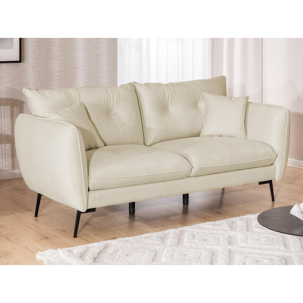 Thumbnail - S-Style Möbel 3-Sitzer-Sofa, Beige, Textil, Echtholz, Teilmassiv,Buche, Birke, Füllung: Silikon,Silikon,Polyurethan (Pur...