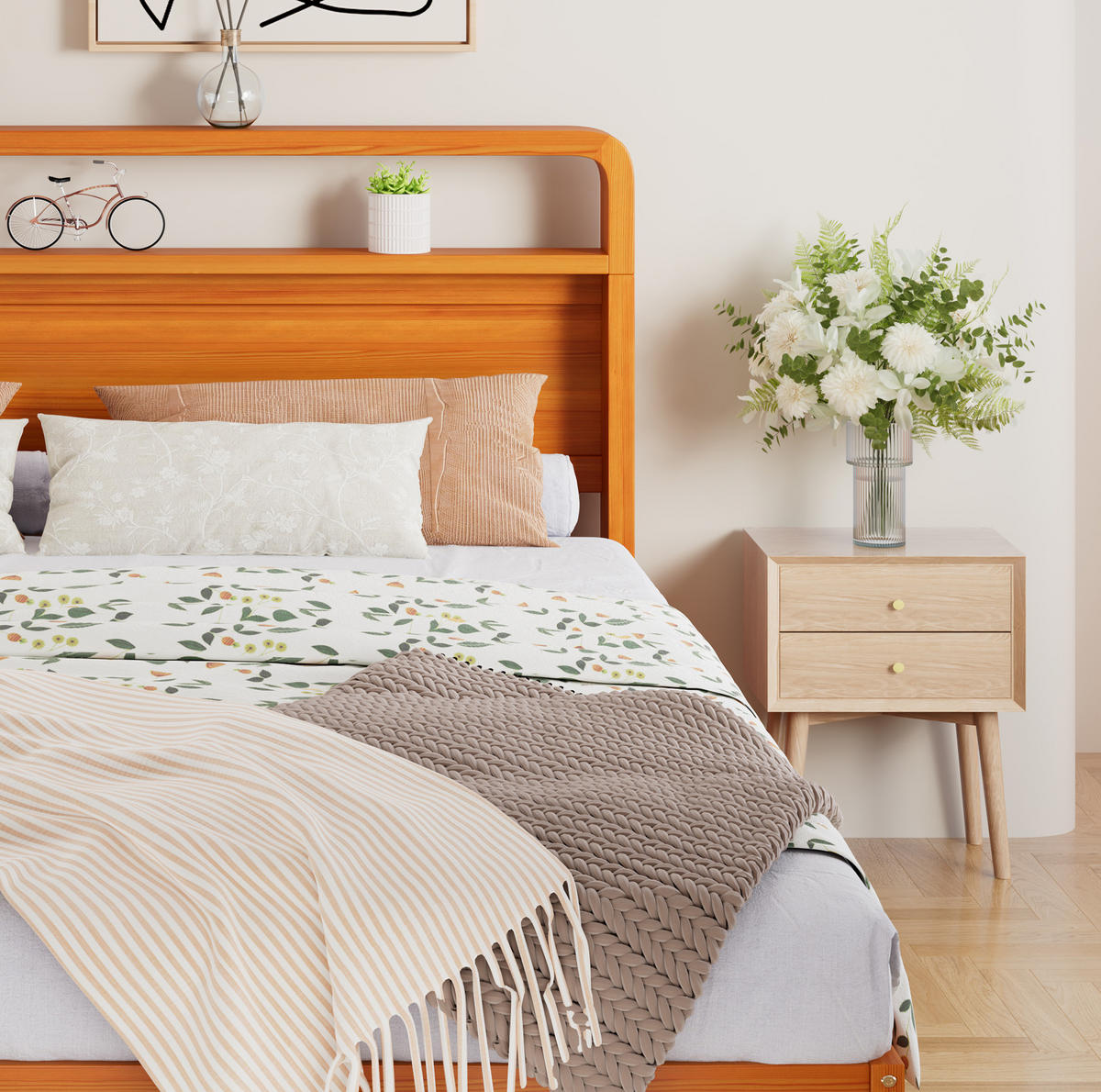 DOPPELBETT aus Kiefernholz 140x200 cm Natur mit Ausziehbett 90x190 cm - Naturfarben, Holz (140/200cm) - IVMEU