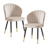 ESSZIMMERSTUHL 2er Set Samtbezug mit Metallgestell Schalenform Skandinavisch gepolstert, Beige 53x55x83 cm - Beige/Goldfarben, Textil/Metall (53/83/55cm) - KADIMA DESIGN