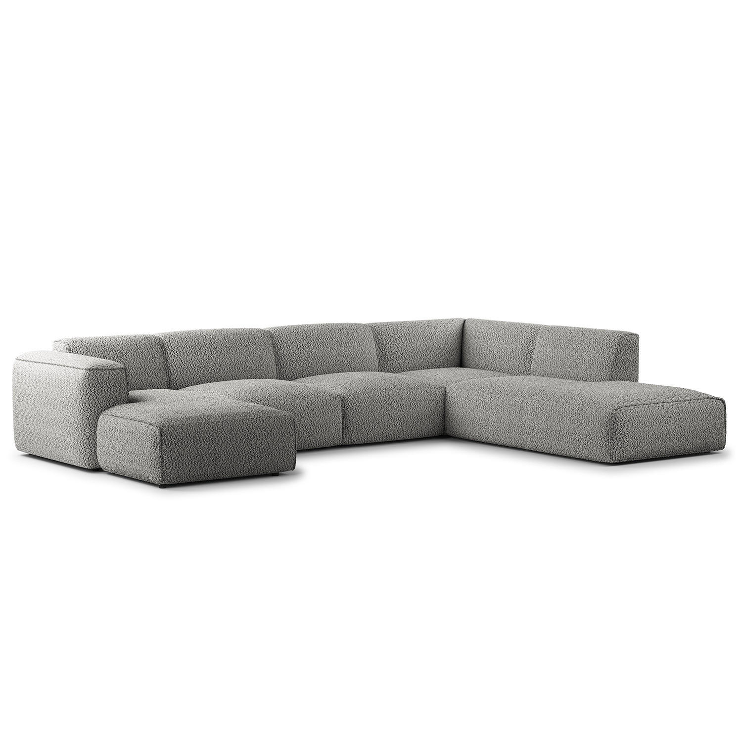 WOHNLANDSCHAFT mit Longchair - Schwarz/Grau, Kunststoff/Textil (325/71/235cm) - home24