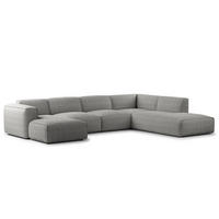 WOHNLANDSCHAFT mit Longchair - Schwarz/Grau, Kunststoff/Textil (325/71/235cm) - home24