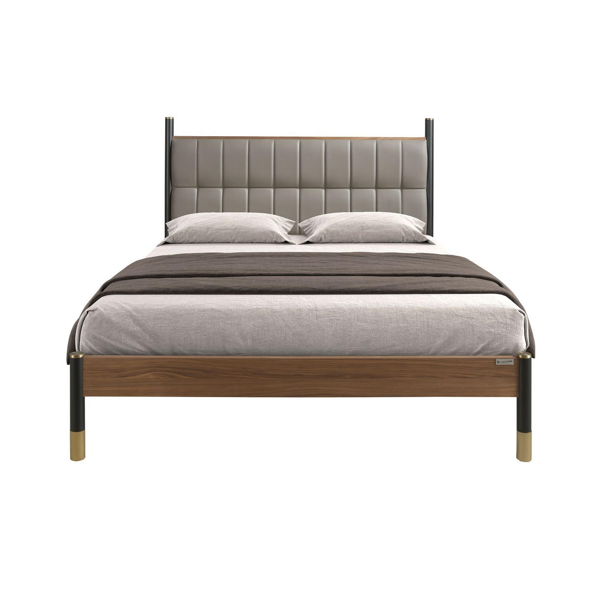 BETT Bett aus dunkelgrauem Kunstleder 170/215/112 cm - Grau, Leder/Holz (160/200cm) - ANGEL CERDA