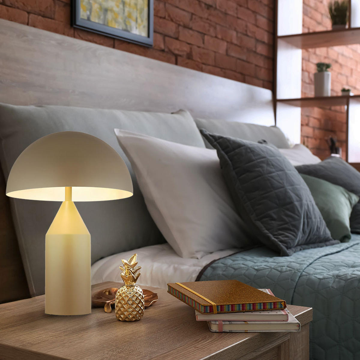 LED TISCHLEUCHTE Metall Beige Sand - Beige, Glas (28/28/39cm) - Globo Lighting