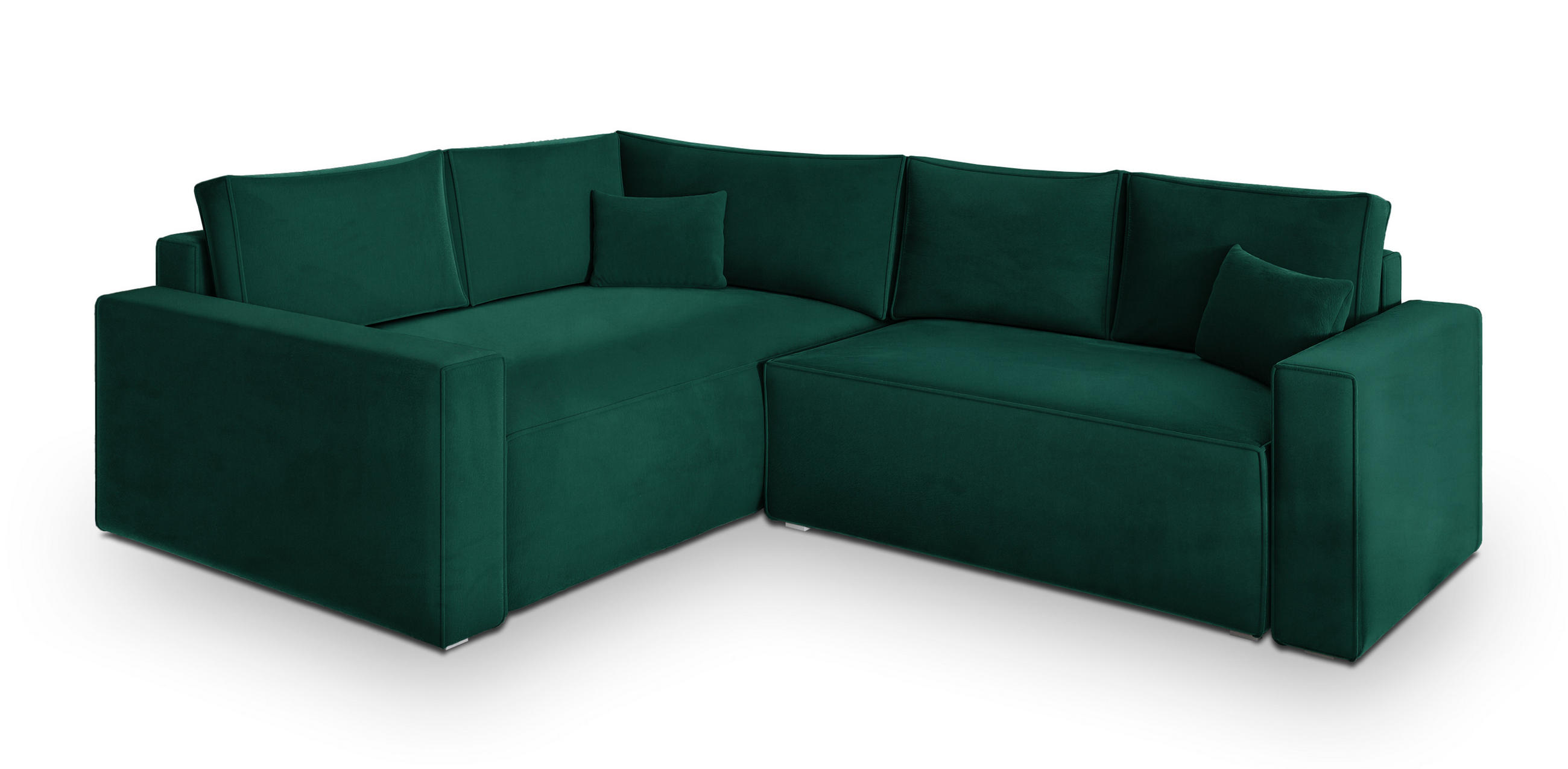 ECKSOFA ERONIS L-S Grün Velours-Stoff mit Schlaffunktion - Grün, Holz (265/194cm) - MASSENO