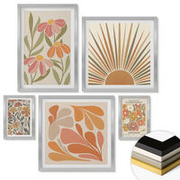 WANDBILDER 5er Set - 50x50 cm & 20x30 cm & 40x60 cm Silberner Rahmen - Pastellfarbene Sonnenblumen - Silberfarben, Kunststoff (40/60cm) - ArtPrintCave