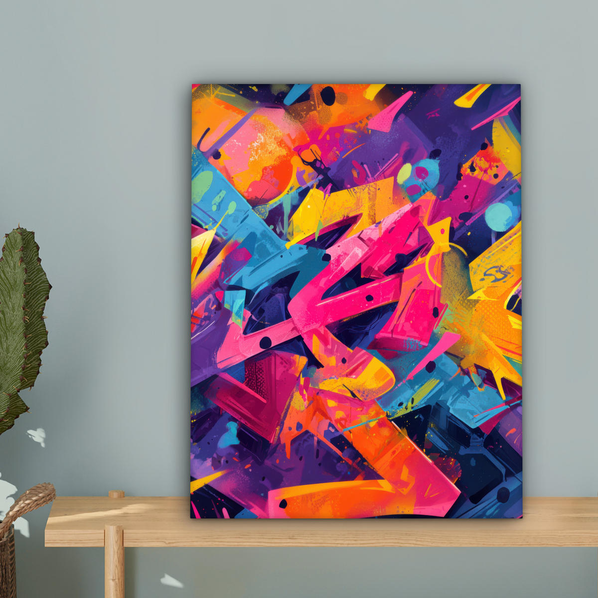 LEINWANDBILD Abstrakt - Formen - Farbenfroh Room Decor 30x40 cm - Magenta, Textil (30/40cm) - MuchoWow