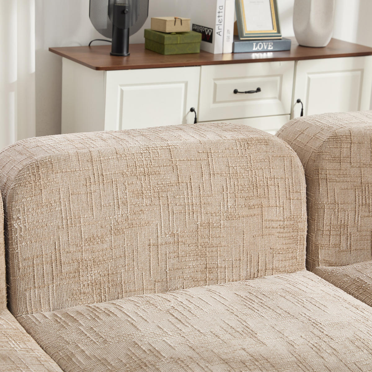 ECKSOFA Chenille Hellkhaki - Hellbraun, Textil (182.5/269.5cm) - WISHDOR