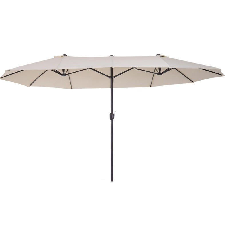SONNENSCHIRM 455/270 cm in Beige mit Kurbel – Doppelsonnenschirm für Garten und Terrasse - Beige, Metall (265/455cm) - BEAOK