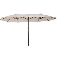 SONNENSCHIRM 455/270 cm in Beige mit Kurbel – Doppelsonnenschirm für Garten und Terrasse - Beige, Metall (265/455cm) - BEAOK