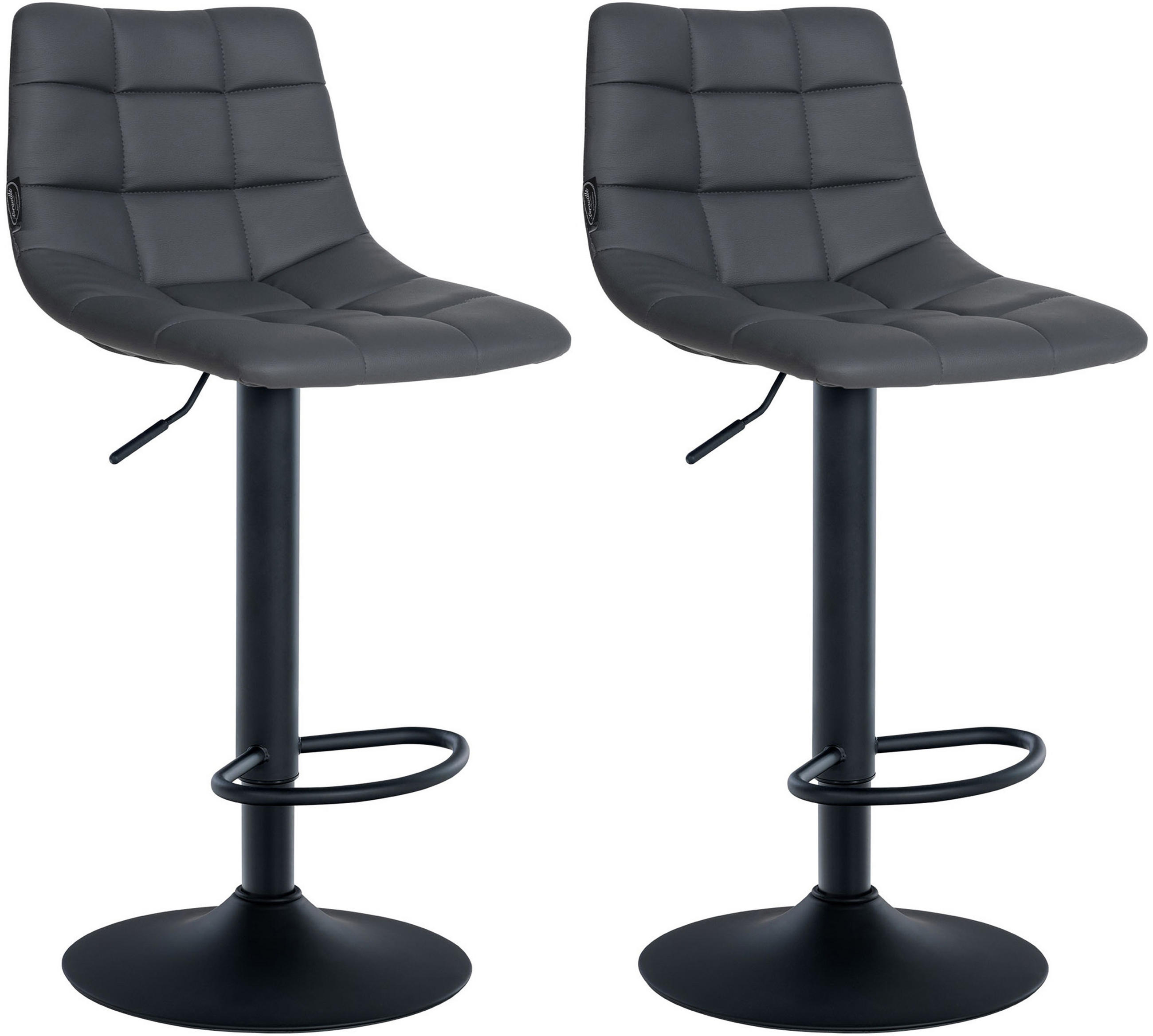 BARHOCKER 2er Set James Kunstleder schwarz grau - Schwarz/Grau, Kunststoff/Metall (43/108.5/46.5cm) - TPFLiving