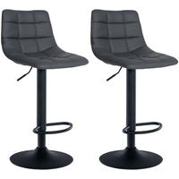 BARHOCKER 2er Set James Kunstleder schwarz grau - Schwarz/Grau, Kunststoff/Metall (43/108.5/46.5cm) - TPFLiving