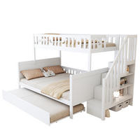 KINDER-ETAGENBETT aus Holz 90x200/140x200 cm Weiß mit Stauraumleiter und Ausziehbett - Weiß, Holz (90/200cm) - IVMEU