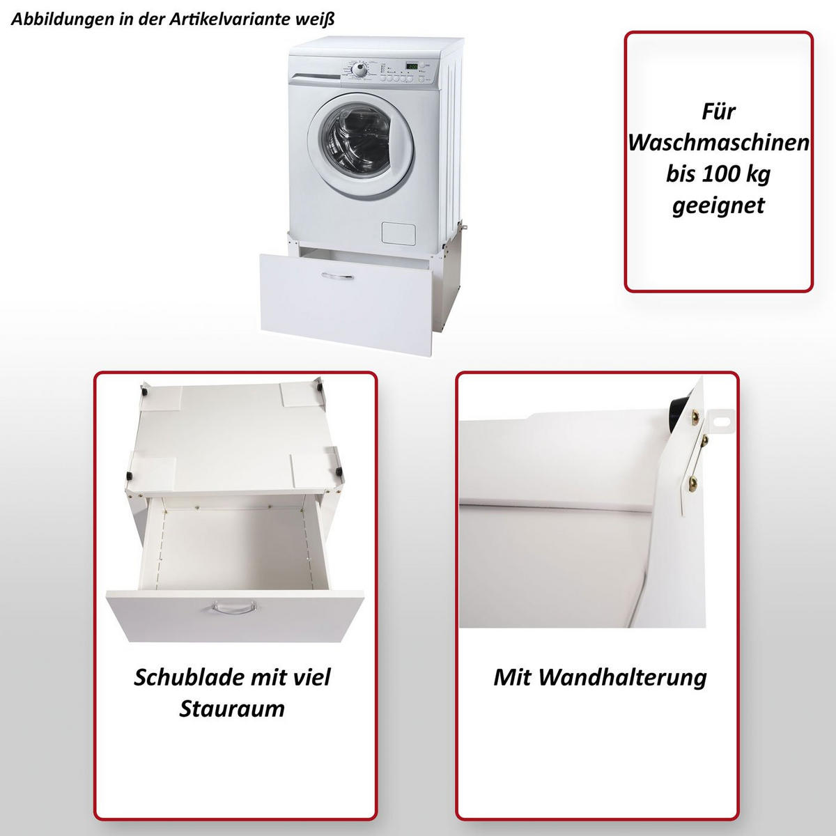 WASCHMASCHINENUNTERSCHRANK Weiß - Weiß, Metall (61/33/52cm) - MCW