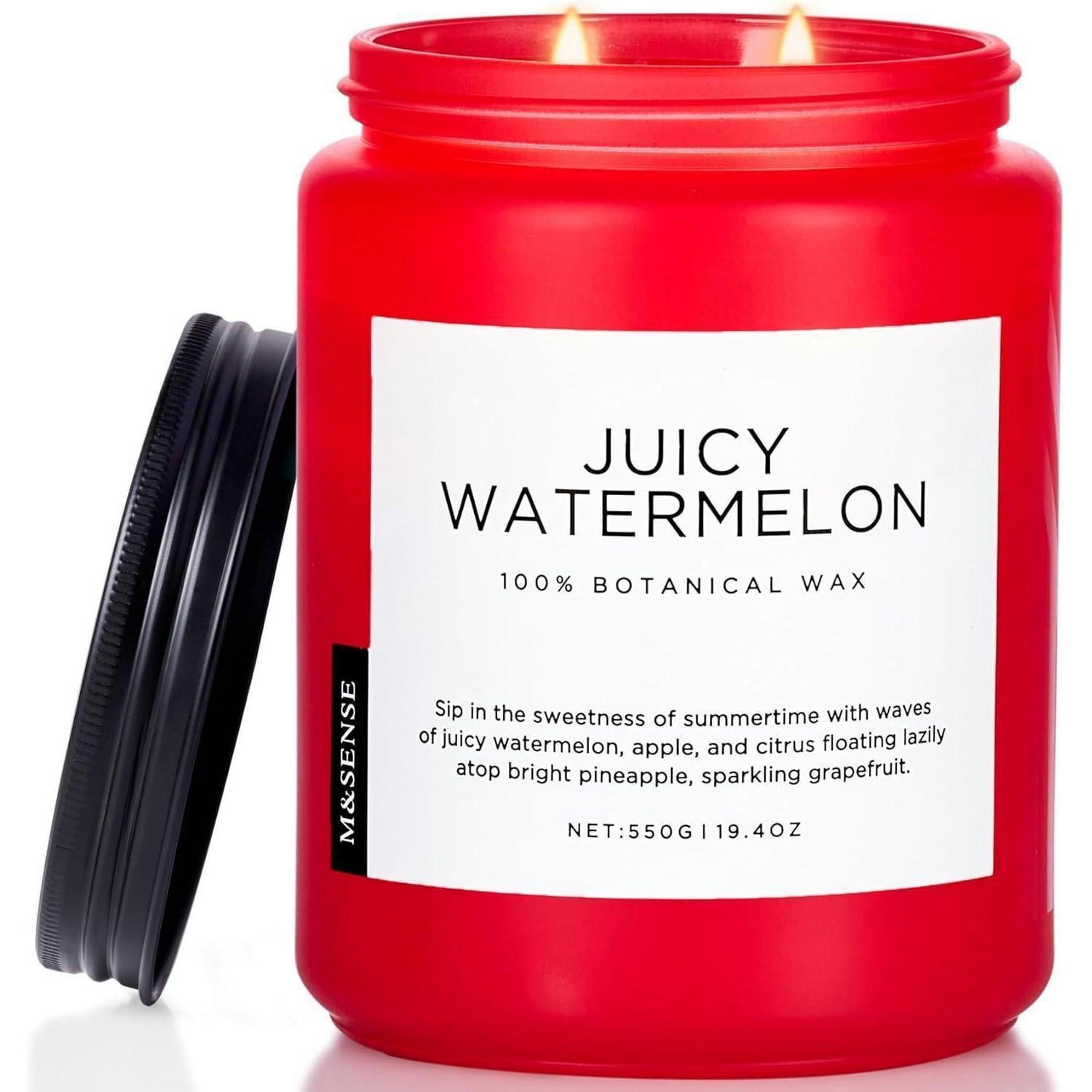 DUFTKERZE Wassermelone 550g 2-Docht Sojawachs - Rot, Paraffin (13cm)