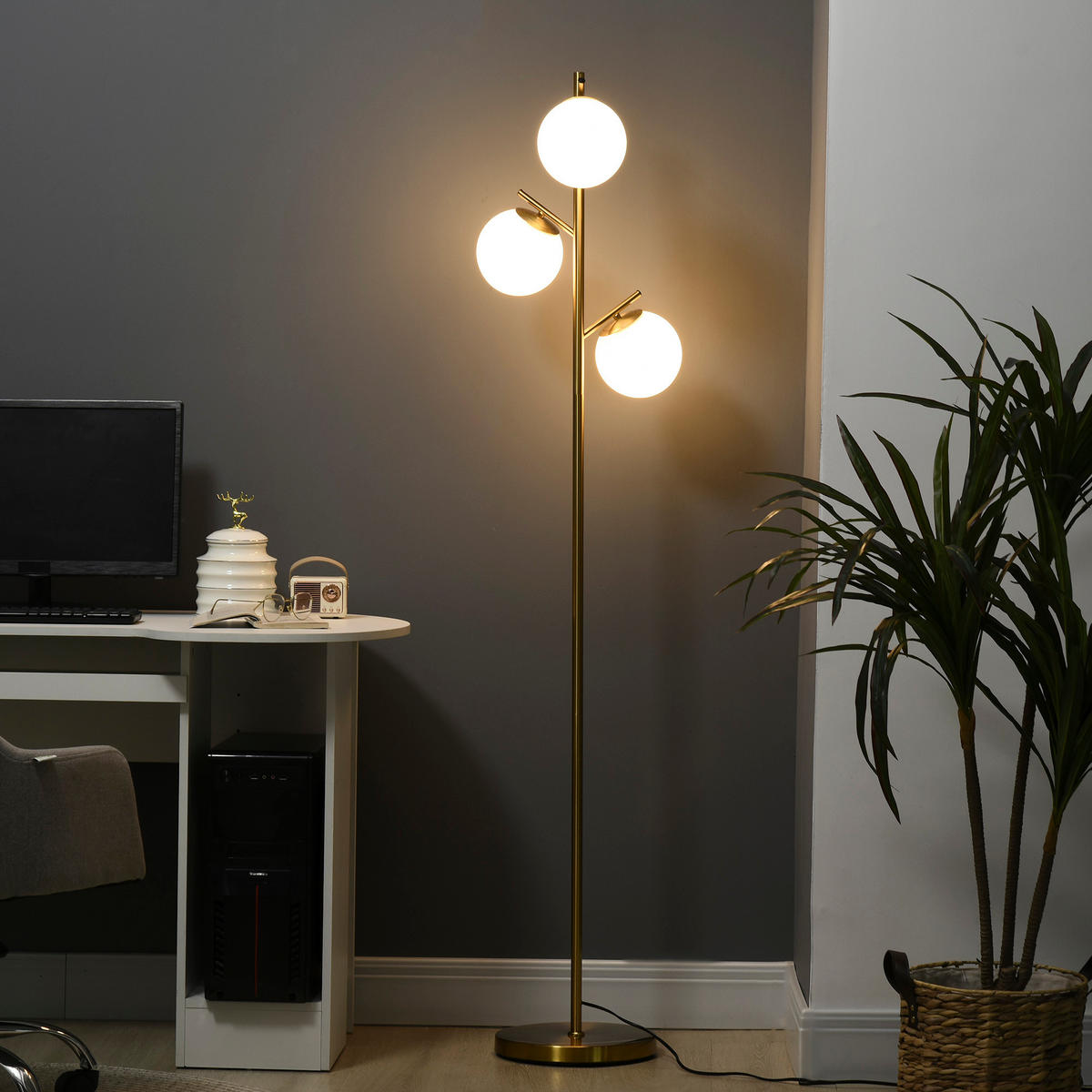 STEHLEUCHTE, Stehlampe, Metall, Gold - Goldfarben, Metall (27/27/169cm) - HOMCOM