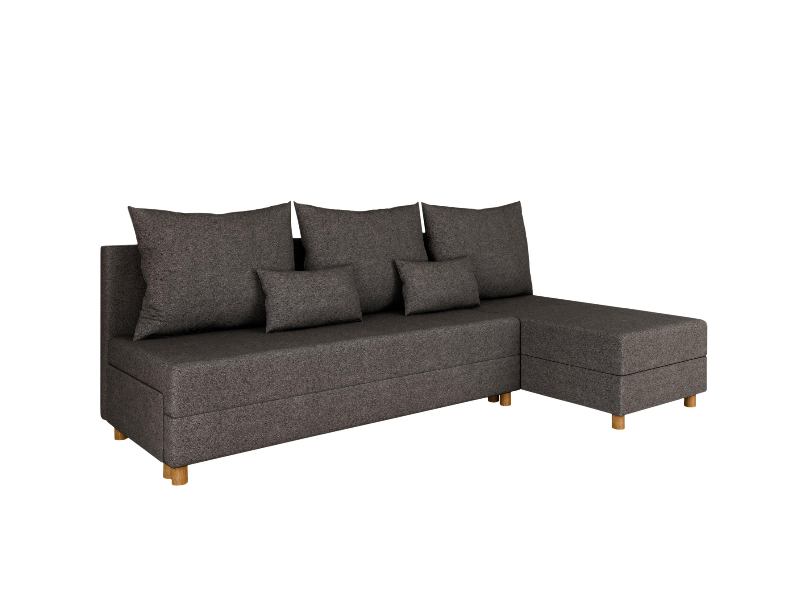 ECKSOFA Lellice L-Form - links oder rechts montierbar, dunkelgrau - Dunkelgrau, Holz (214/122cm) - Panda Möbel