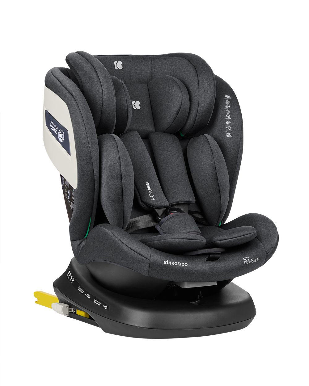 KINDERSITZ i-Cruise i-Size dunkelgrau (40-150 cm) SPS, Sitz 360° drehbar, Isofix - Grau, Kunststoff (43/60/48cm) - Kikka boo