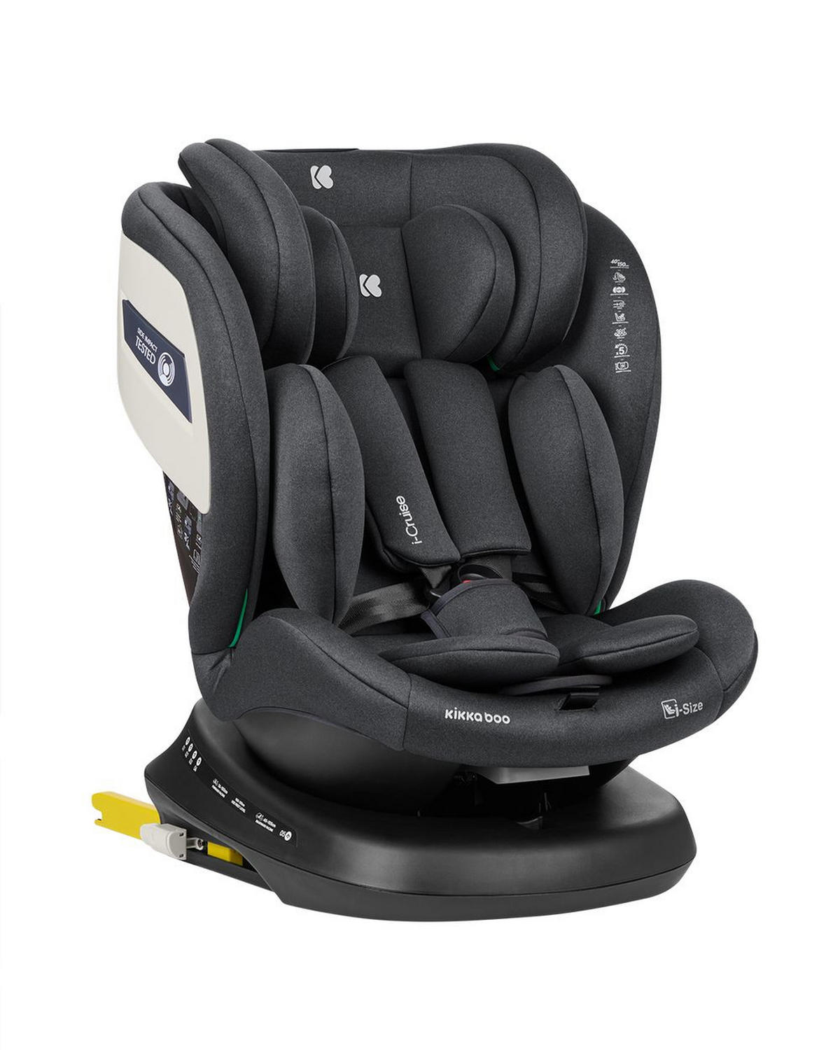 KINDERSITZ i-Cruise i-Size dunkelgrau (40-150 cm) SPS, Sitz 360° drehbar, Isofix - Grau, Kunststoff (43/60/48cm) - Kikka boo