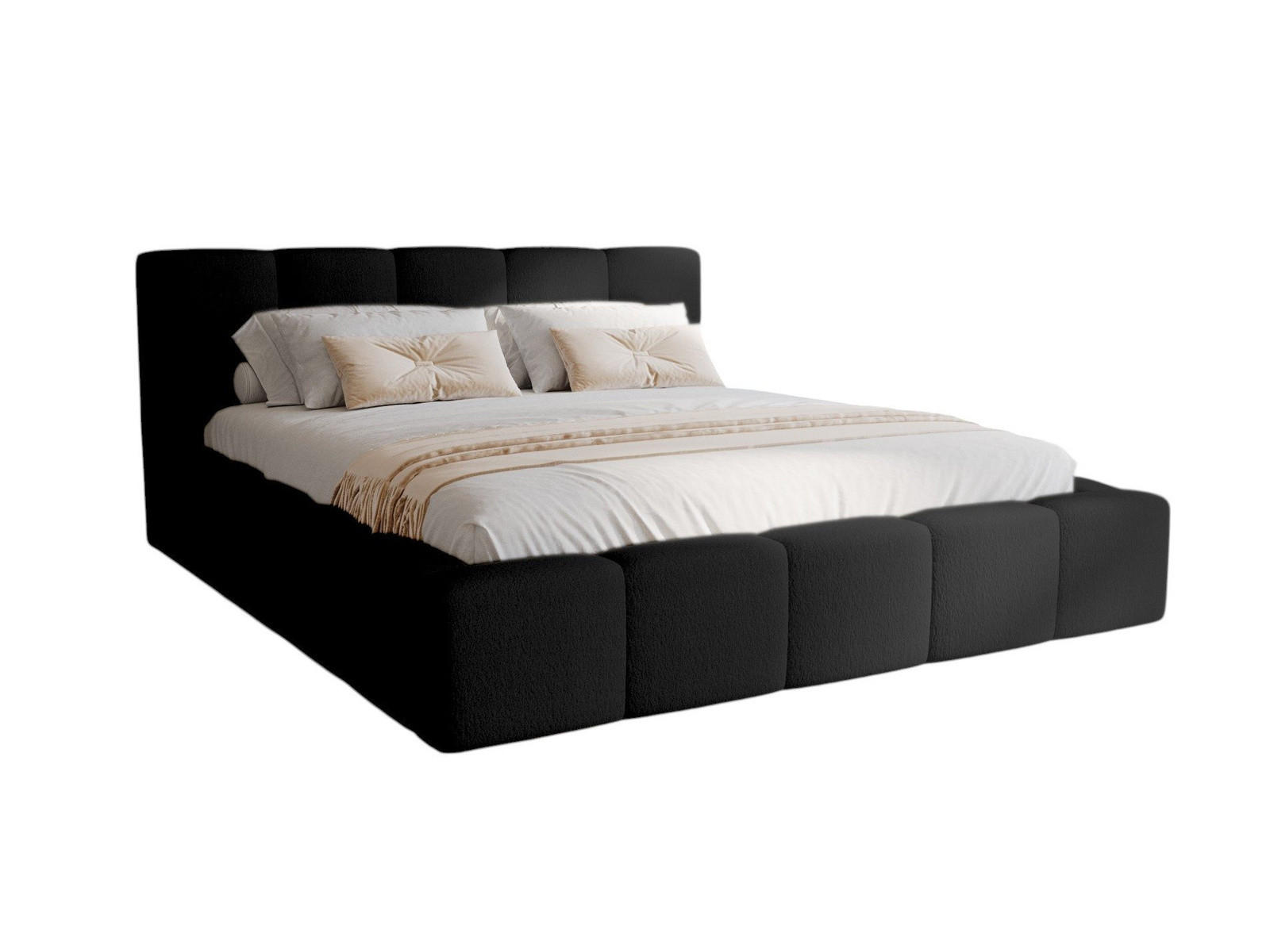 POLSTERBETT mit Lattenrost LARAS 180x200 Schwarz - Schwarz, Holzwerkstoff - Compleo24