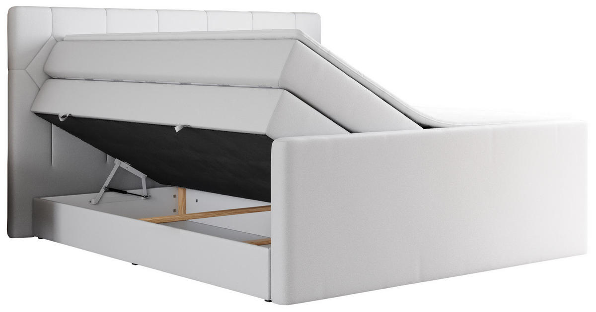 BOXSPRINGBETT KING EIGAR 140/200 Weiß Kunstleder - H4 - Weiß, Holz/Textil (140/200cm) - MKS