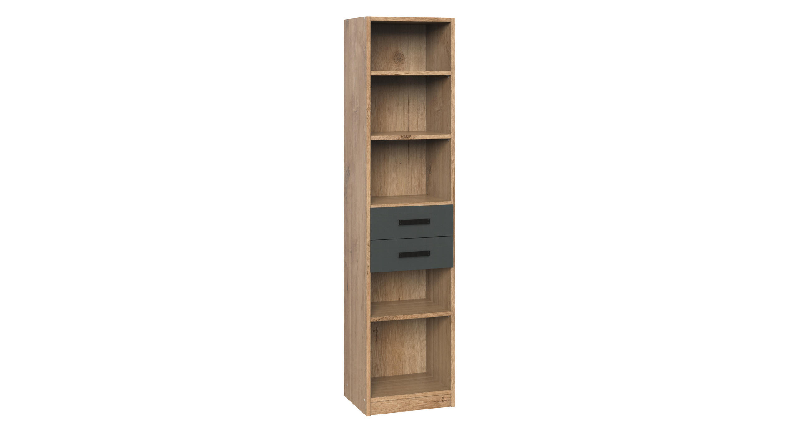 JUGENDZIMMER Liverpool in Plankeneiche und Graphit 6 teilig mit 140er Bett und Schwebetürenschrank - Braun, Holzwerkstoff (120/200/80cm)
