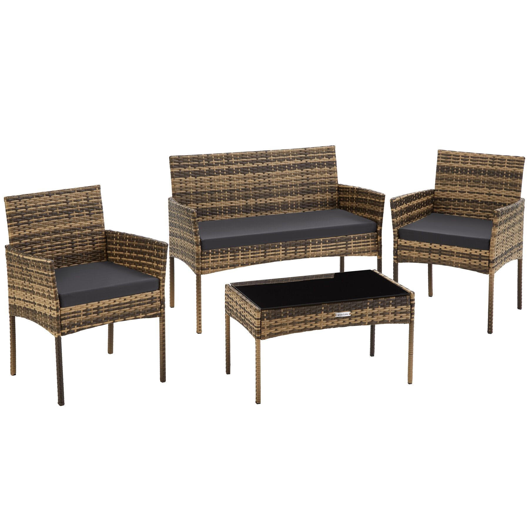 RATTAN GARTENSET Palese,Sofa 250 kg, je Sessel 120 kg,natur - Naturfarben, Kunststoff - tectake