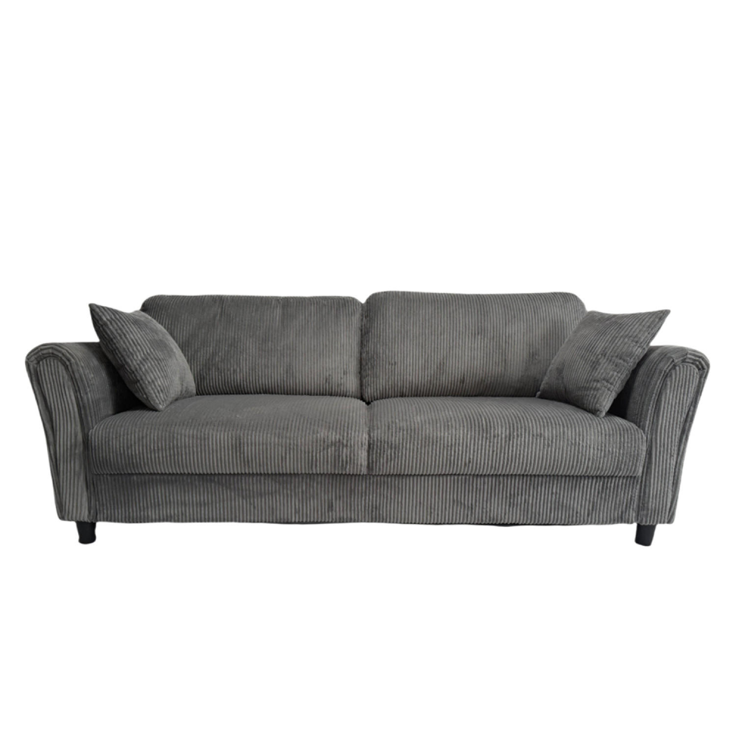 SOFA Lucerne Grau 4-Sitzer Samt - Grau, Holz (212/87/78cm) - Concept Usine