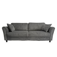 SOFA Lucerne Grau 4-Sitzer Samt - Grau, Holz (212/87/78cm) - Concept Usine