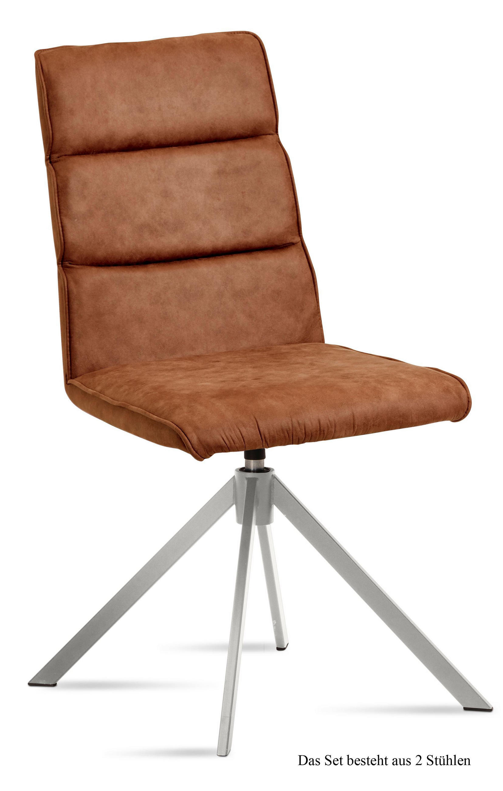 ESSZIMMERSTUHL drehbar (2er-Set) Dulcea 47x92x60 Edelstahl/Cognac - Edelstahlfarben/Cognac, Kunststoff (60/92/47cm) - 58aufmkessel